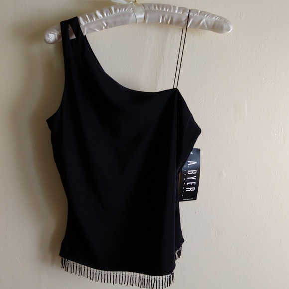 A. Byer Tops - NWT A. BYER Stretch One Shoulder Beaded Top
